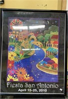 Colorful framed poster of the fiesta San Antonio