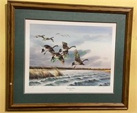 Double matted and framed print titled "Windswept
