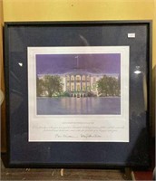 Framed Christmas card from the Clintons with