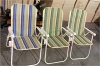 Lot of three mesh and aluminum beach chairs with