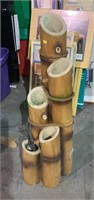 Bamboo style outdoor fountain stands 32 inches