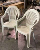 Matching pair of round high back molded plastic