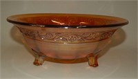 Marigold Carnival Glass 3-Toed Bowl