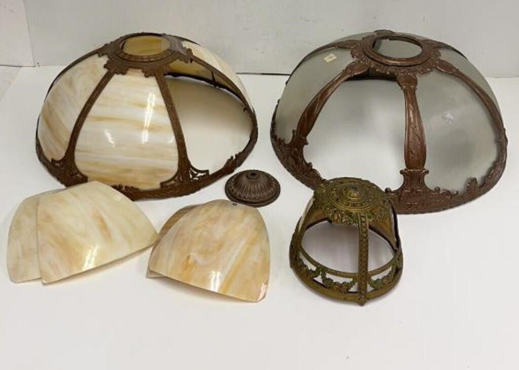 (3) Antique Lamp Shades w/Missing Glass Panels
