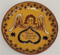 KSL slip decorated redware folk art plate