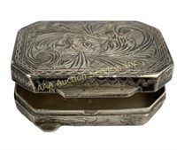 800 Coin Silver Floral Etched Pill Box