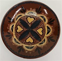 Eldreth slip decorated redware folk art plate