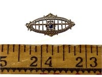 Victorian 10k gold filigree pin with sapphire 2