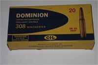 20 RDS.- C I L - DOMINION- .308 WIN. CAL. 180 GR.