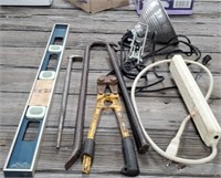 Bolt Cutters, Pry Bars, Level