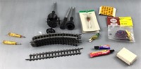 Assorted model railroad parts - track, wheels,