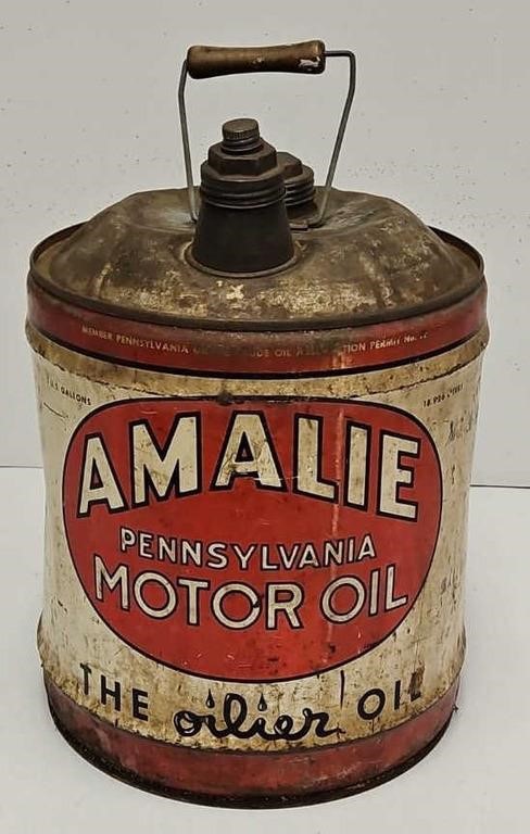Vintage Amalie 5 Gallon Motor Oil  Can