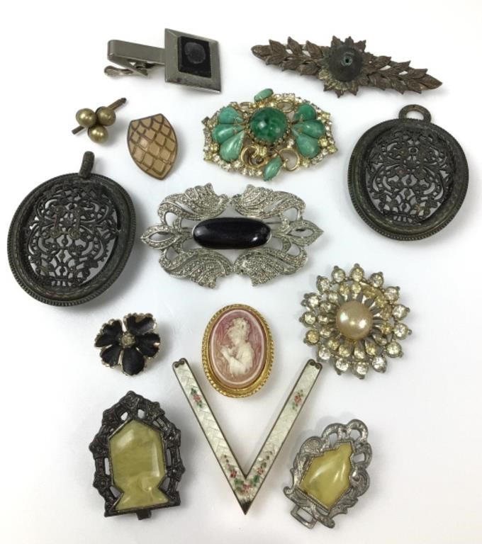 Vintage / antique jewelry notes: top right leaf