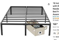 18 Inch Black Metal Queen Bed Frame