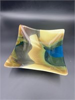 Multicolored Glass centerpiece fruit bowl