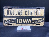 Vintage Dallas Center, IA license plate