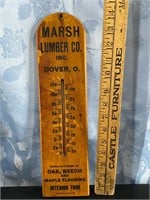 Vintage Wooden Marsh Lumber Thermometer