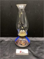 Red striped glass oil lamp