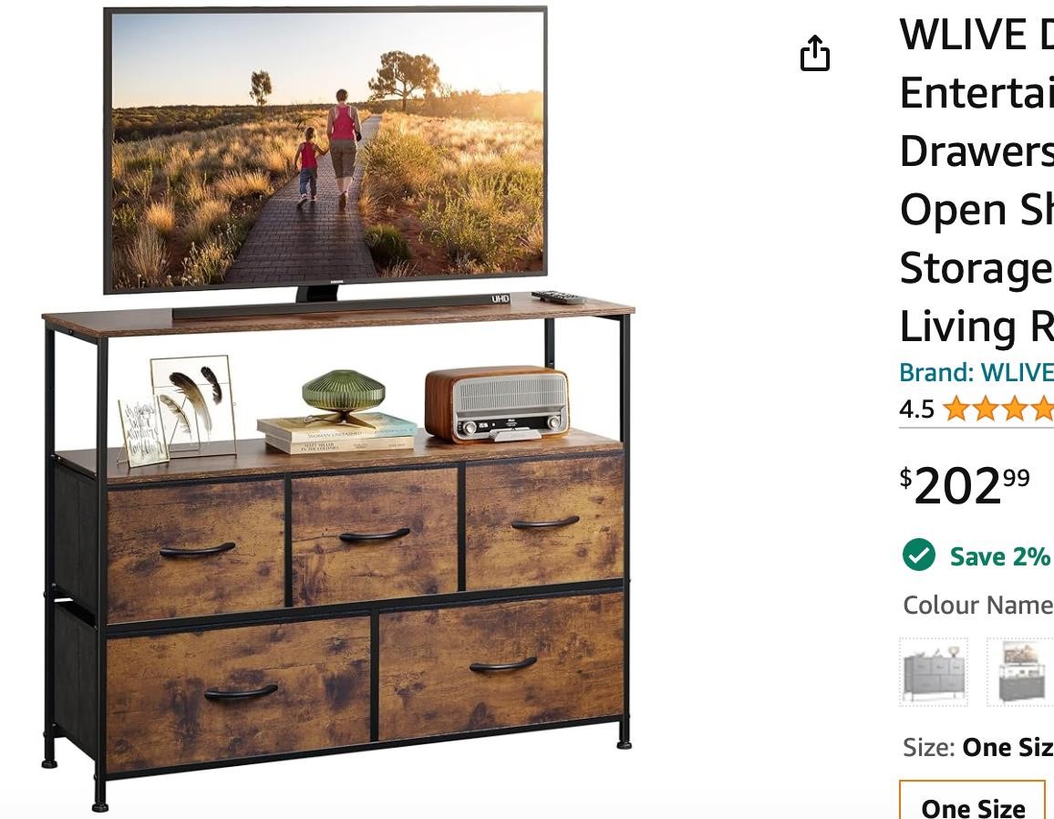 WLIVE Dresser TV Stand, Entertainment Center