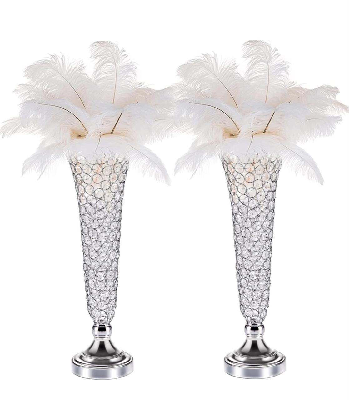 Crystal Trumpet Floral Vase -2 Pcs Centerpieces