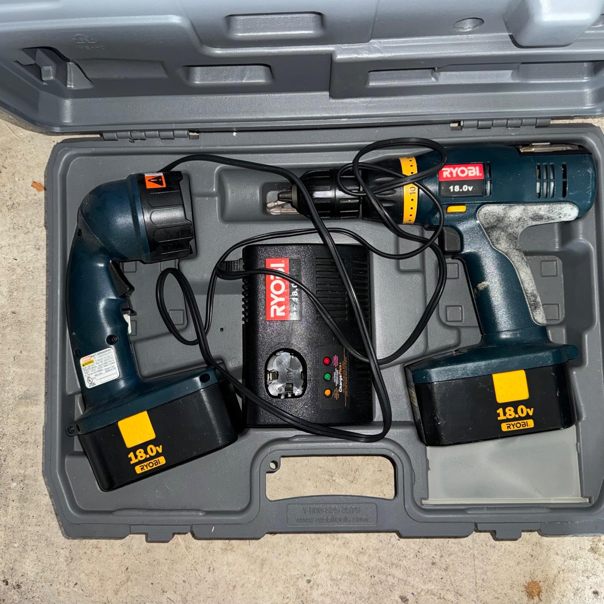 Ryobi Drill and flashlight kit.