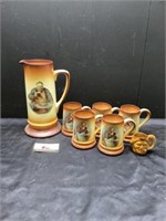 Hand painted porcelain pottery mug set