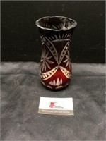 Ruby Red Czech glass cut vase