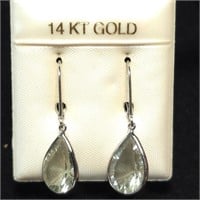 3g 14K Gold  Green Amethyst(2ct) Earrings