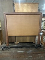 QUEENS SIZE WOVEN LEATHER HEADBOARD AND RAILS