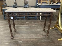 MARBLE TOP CONSOLE TABLE BAMBOO METAL LEGS