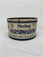 Vintage Sterling Marshmallow Tin 10’’ Redel Candy