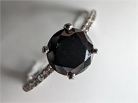 $1820 10K  Black Diamond(1ct) Diamond(0.08ct) Ring