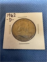 1962 d Franklin half dollar