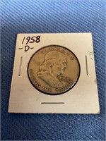 1958 d Franklin half dollar