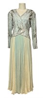 Vintage 1980s BOB MACKIE Beaded Silk Evening Gown