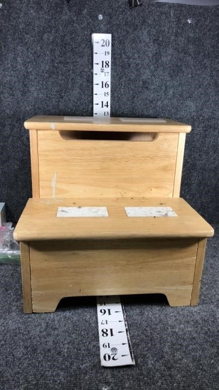 wooden step stool with storage