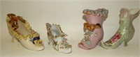 4 Small Victorian Decorated Shoes & Slippers