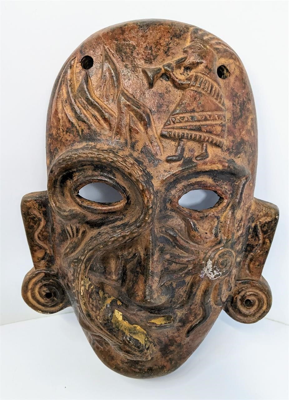 Vintage South American Ritual Mask Redware Pottery
