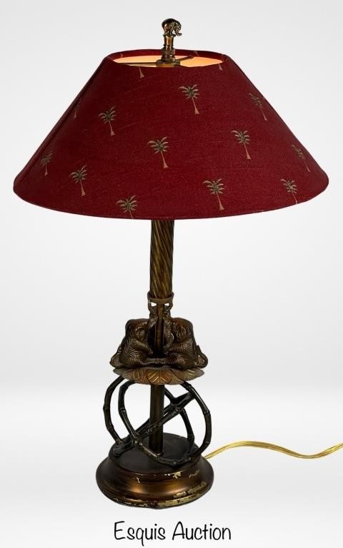 Vintage Frederick Cooper Table Lamp with Elephants