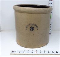 3 Gallon Salt Glazed Stoneware Pottery Crock