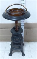 Vintage Pot Belly Stove Smoking Stand w/ Amber