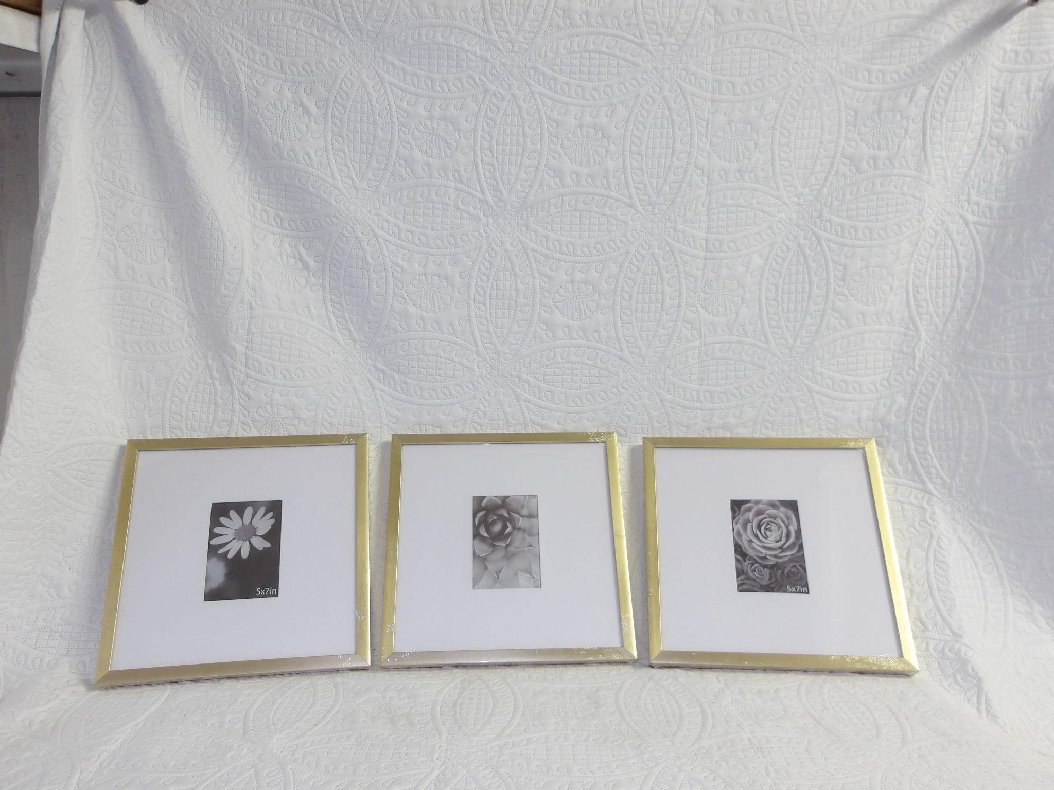 3 5x7 Gold Picture Frames