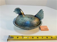 Indiana Carnival Glass Nested Hen Dish