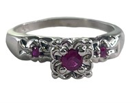 Vintage 14k White Gold, Ruby Ring