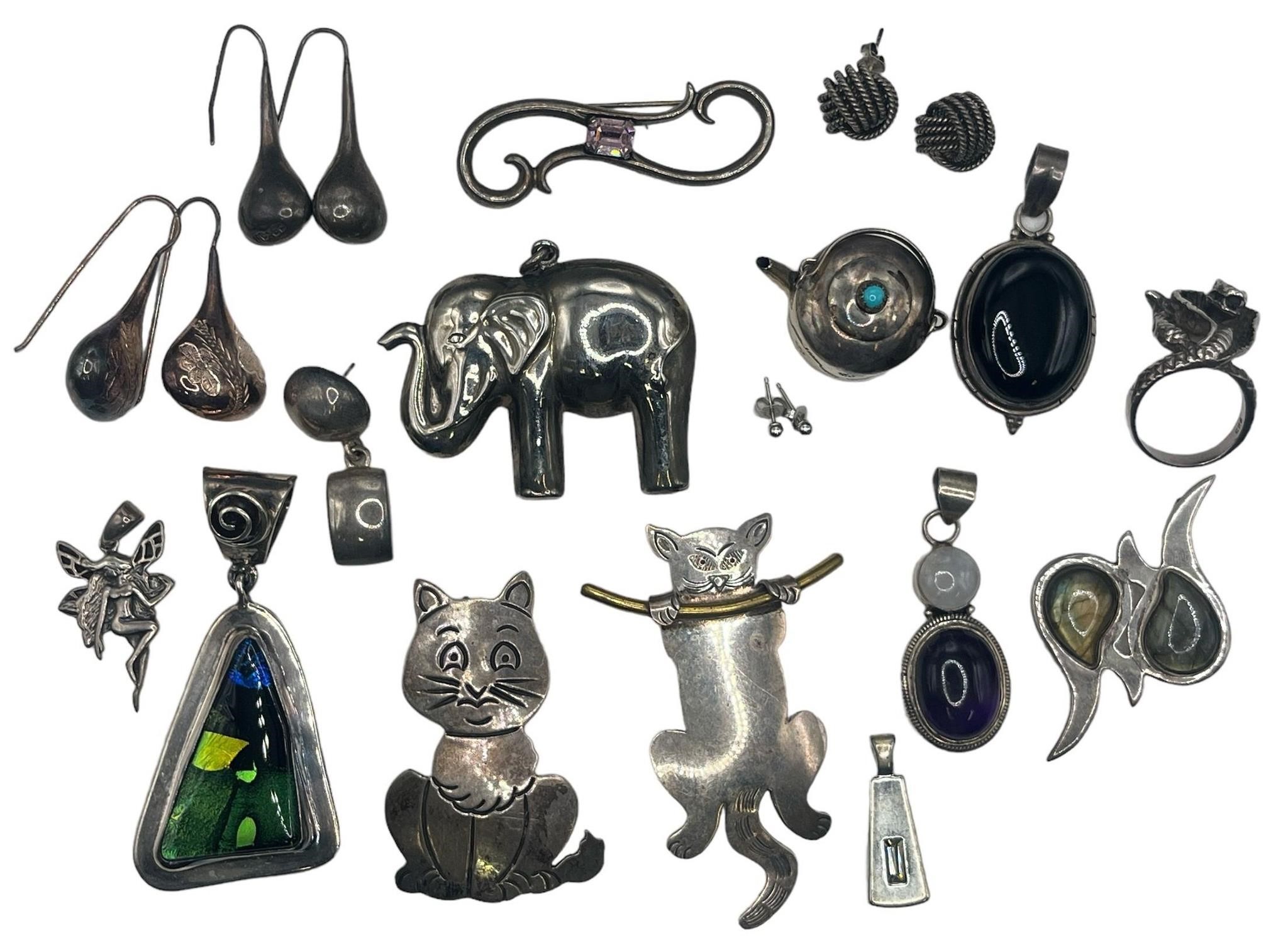 Assorted Postmodern Mostly Sterling Silver Jewelry
