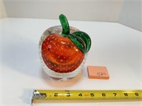 Large Art Glass Apple Paper Weight