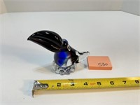 Blue Art Glass Toucan Paper Weight
