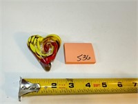 Heart Shaped Art Glass Paper Weight