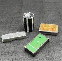 (4) Novelty Lighters Pool Table Poker Chips