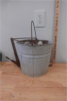 Vintage Wringer Mop Pail Galvanized Bucket
